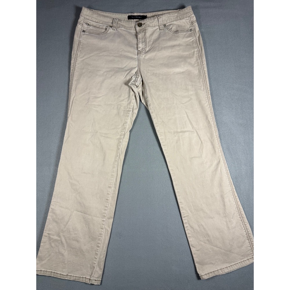 Calvin‎ Klein Jeans Womens 16 Khaki Tan Straight Leg Cotton Stretch Pants Casual